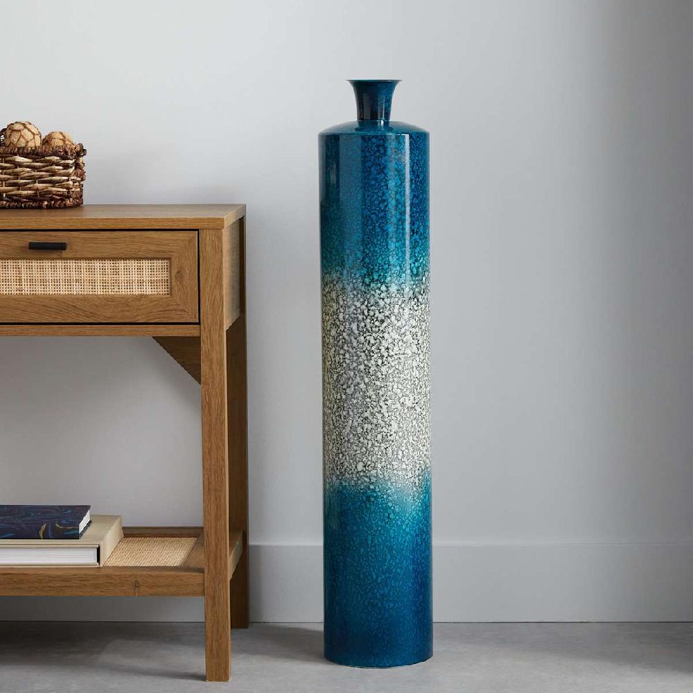 At Home Blue Ombre Metal Bottle Floor Vase 38"