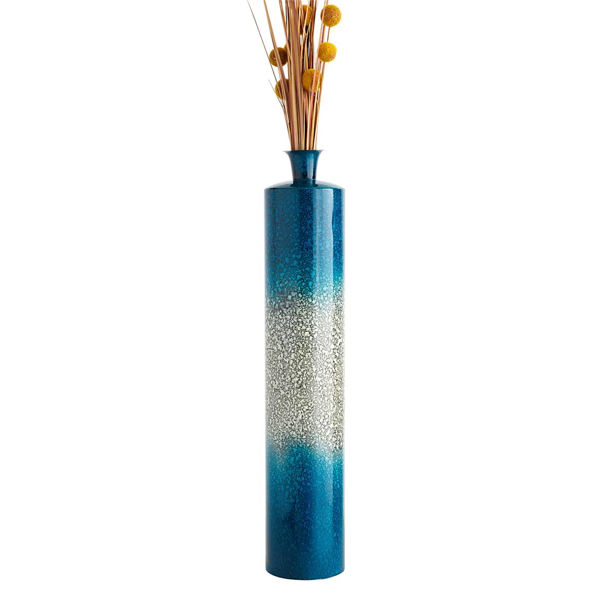 At Home Blue Ombre Metal Bottle Floor Vase 38"