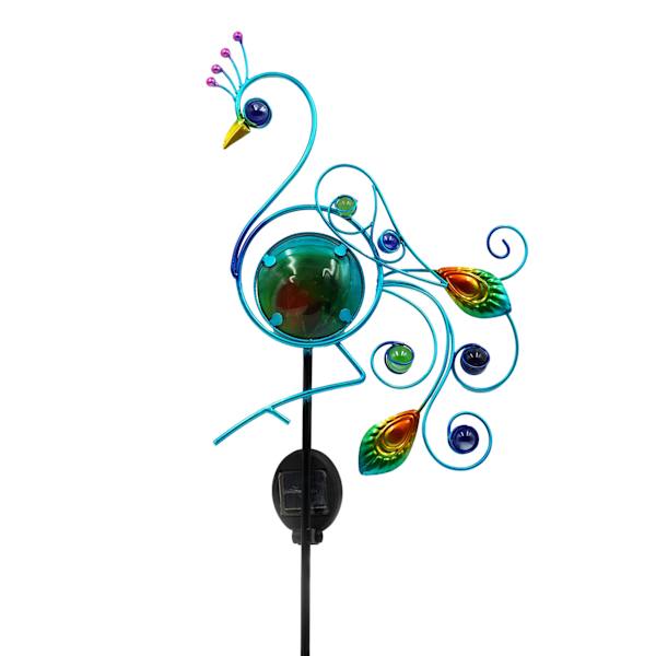 at home Blue Peacock Solar Yard Stake 40"