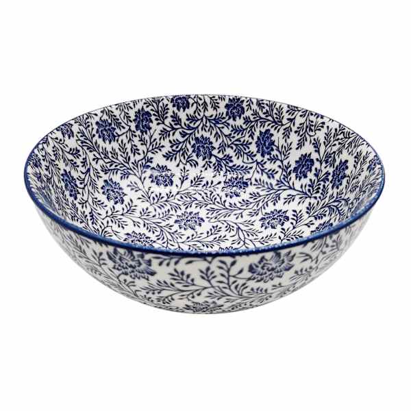 at home Blue & White Floral Print Ceramic Bowl 8"