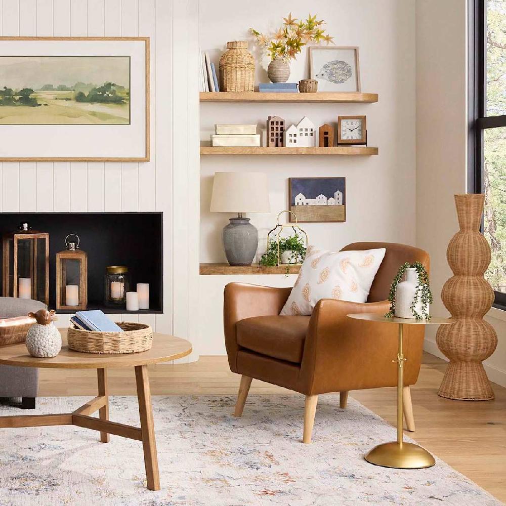 At Home Braxton Faux Leather Accent Chair Cognac