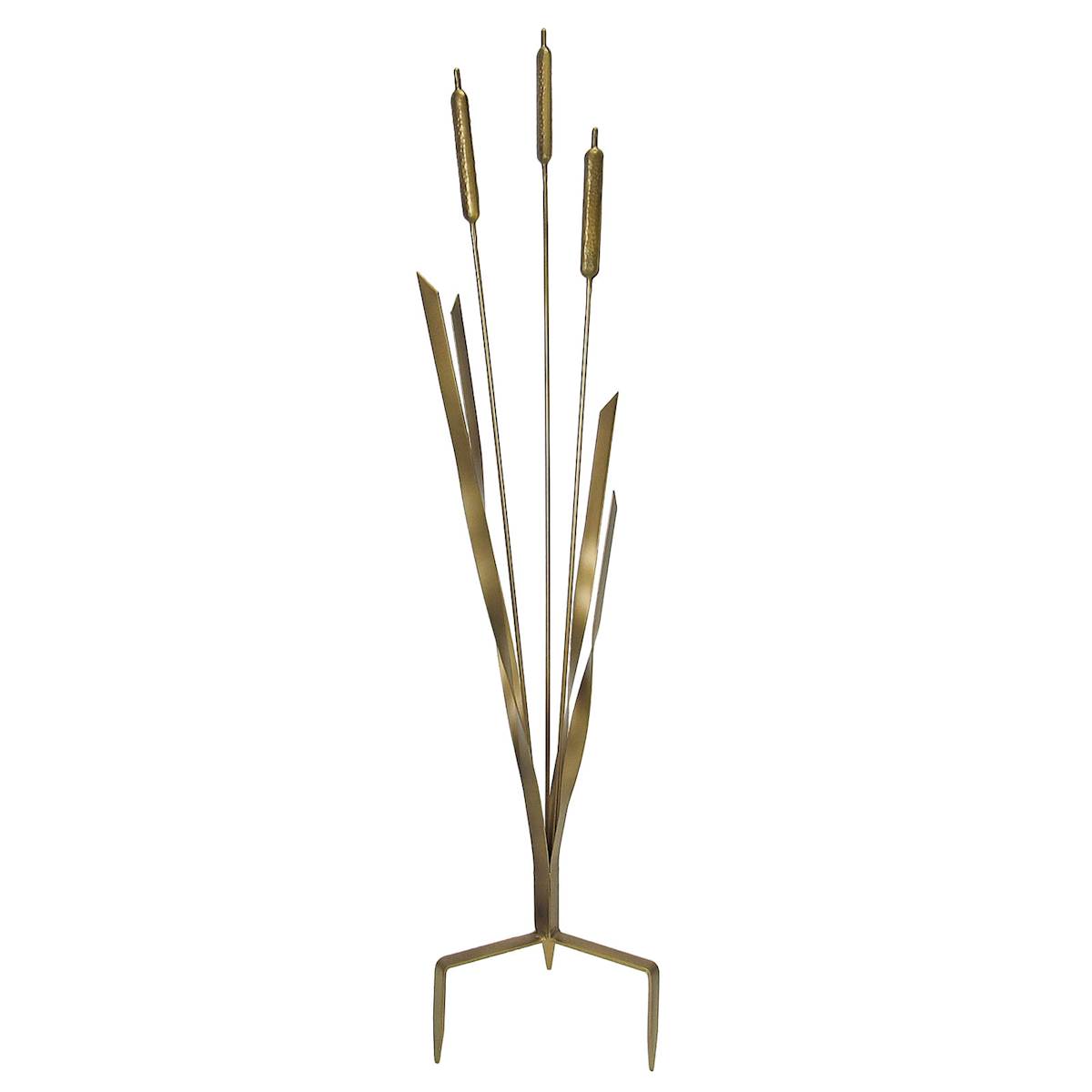 At Home Bronze Metal Cattail Yard Stake 35"