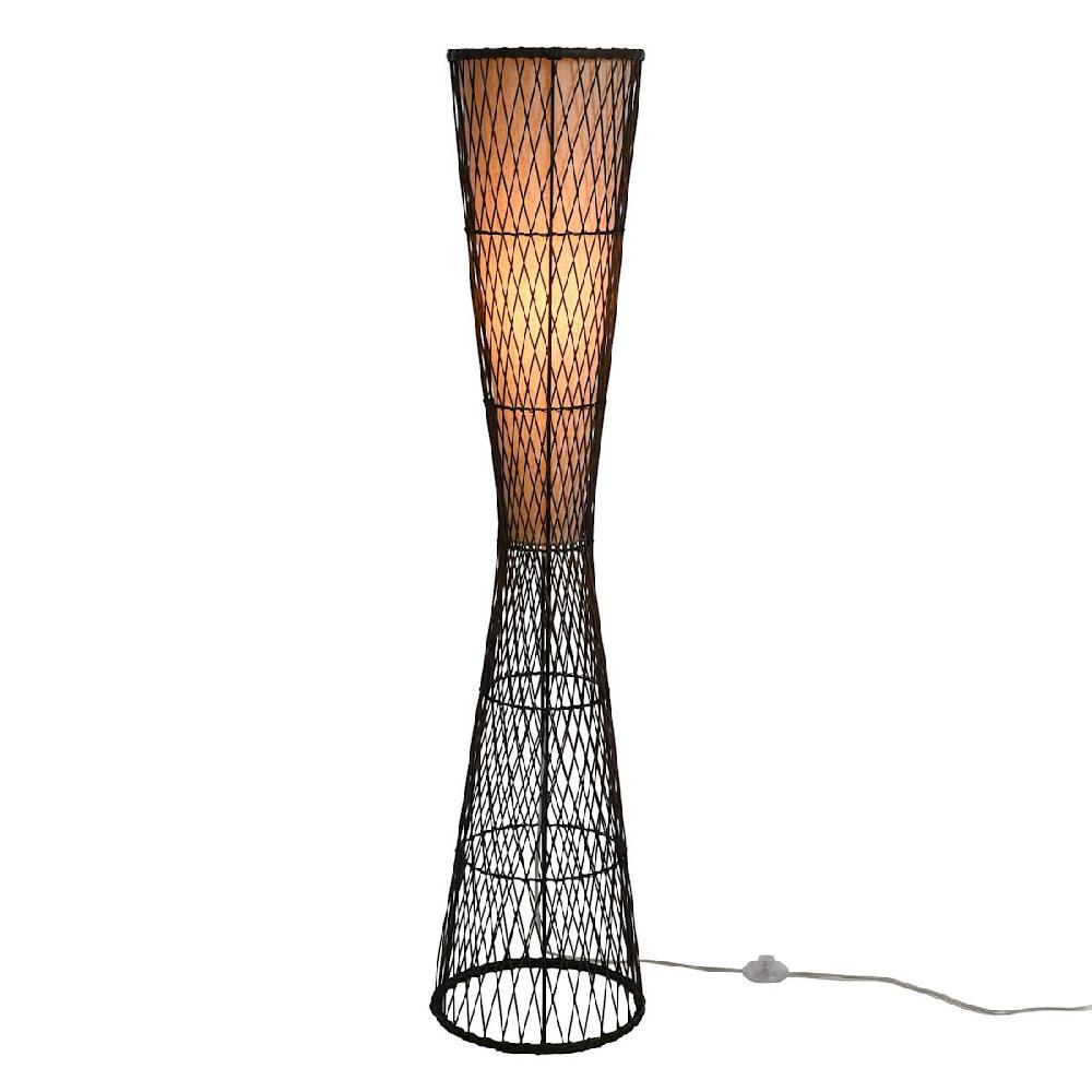 At Home Brown Rattan Uplight Floor Lamp 55"