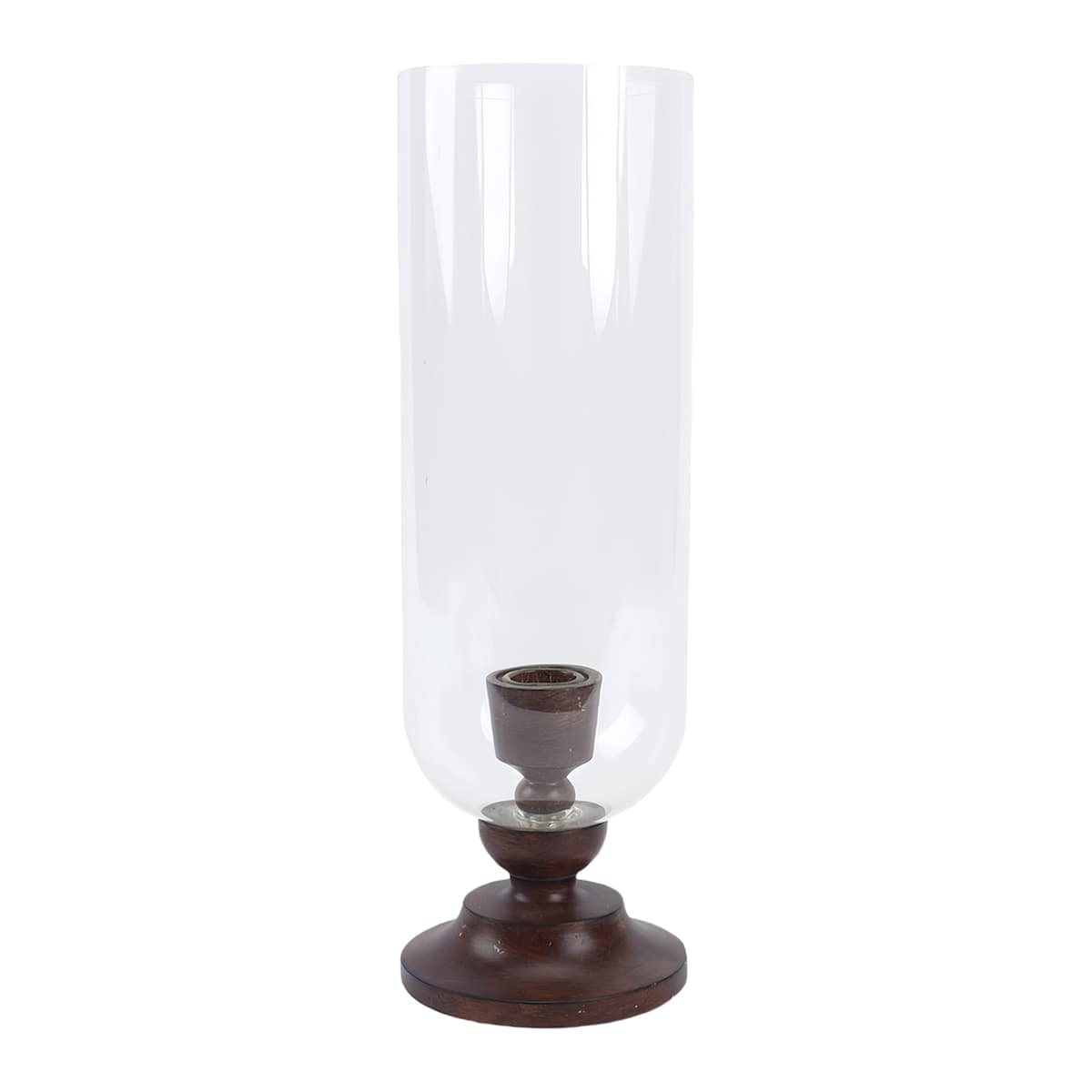 At Home Brown Resin & Glass Taper Candle Holder 12"