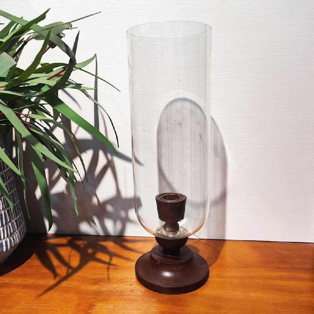 At Home Brown Resin & Glass Taper Candle Holder 12"