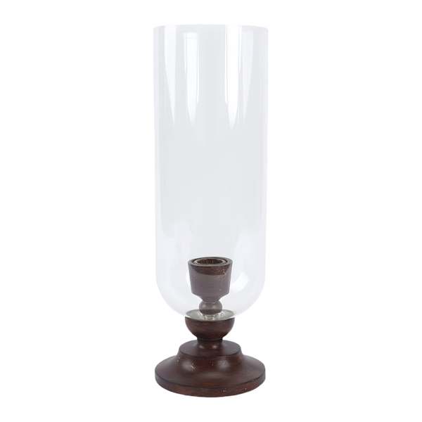 at home Brown Resin & Glass Taper Candle Holder 12"