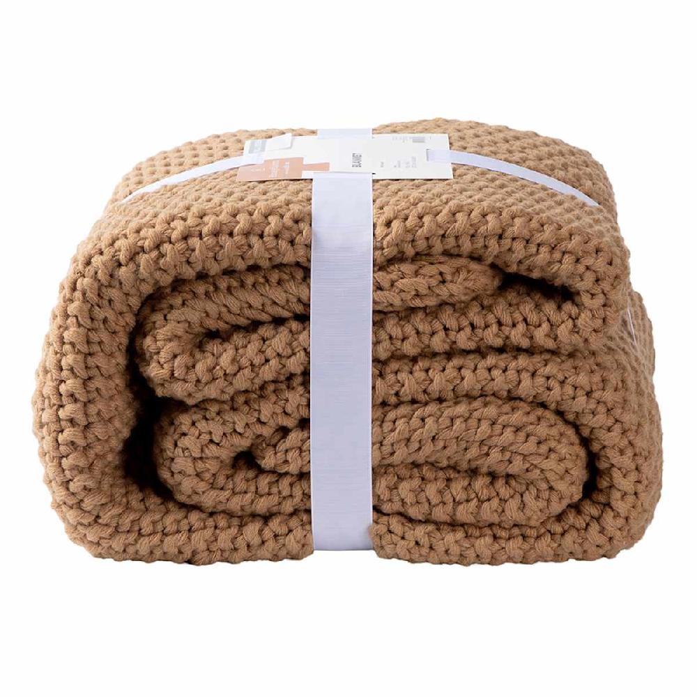 At Home Brown Sweater Knit Bed Blanket King