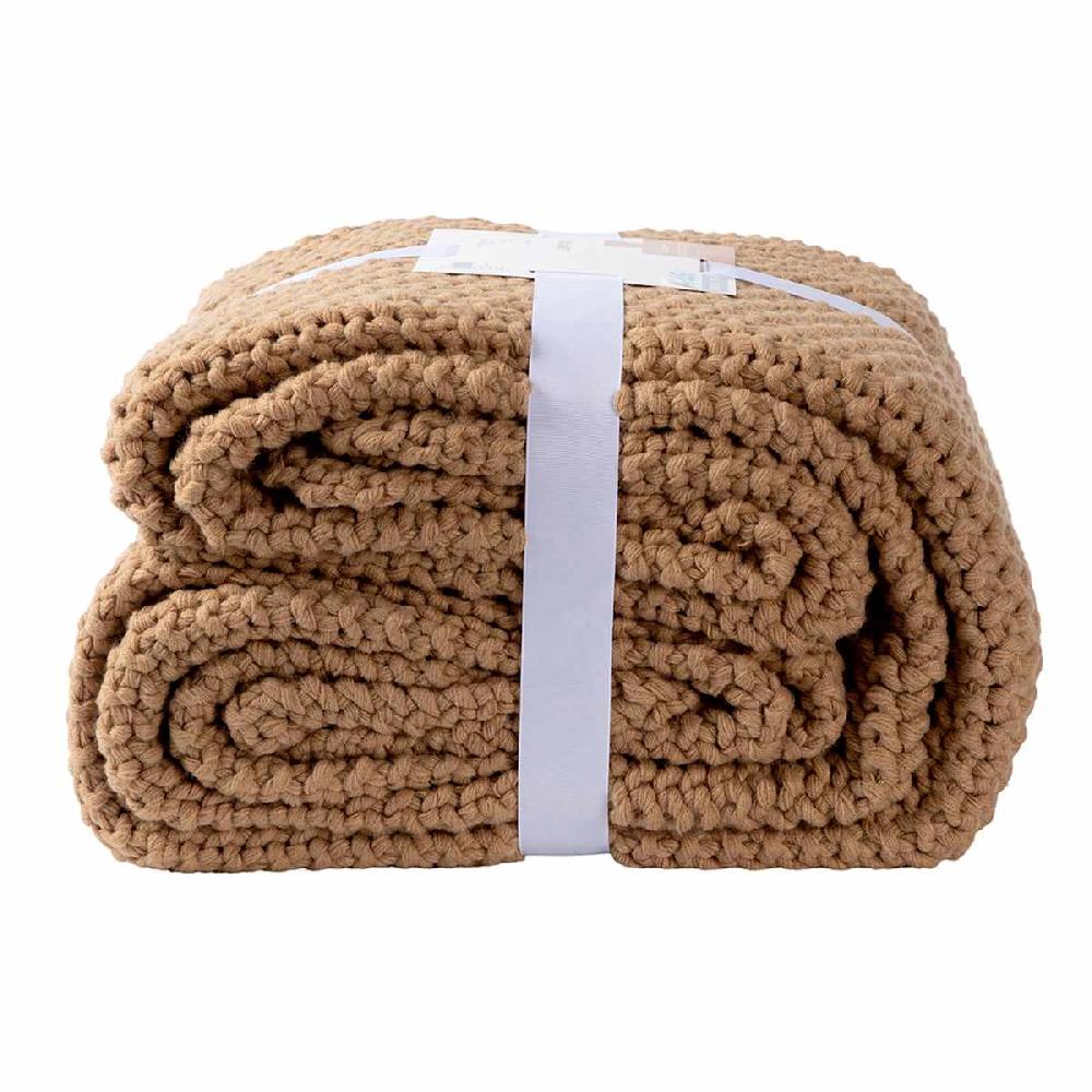 At Home Brown Sweater Knit Bed Blanket King