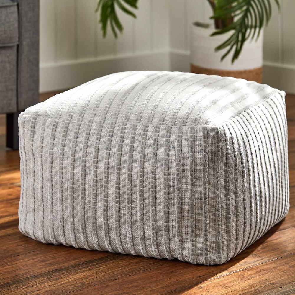 At Home Bubble Dot Pouf Light Grey
