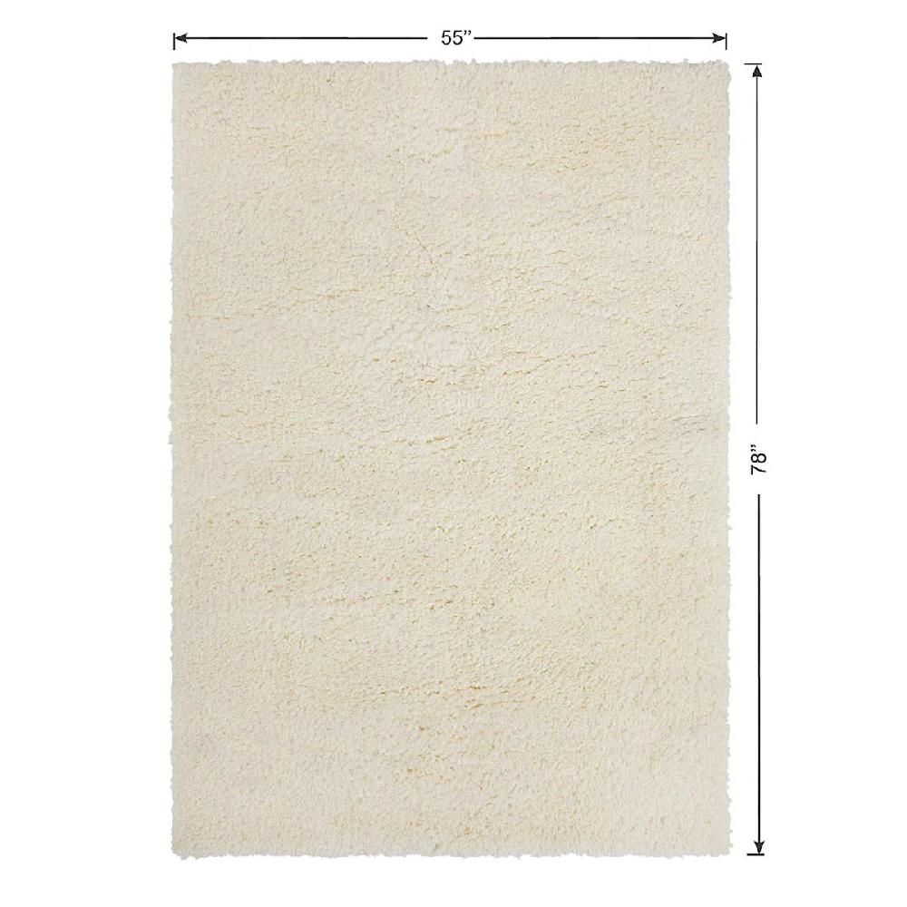 At Home (C195) Kodiak Ivory Shag Area Rug 5x7
