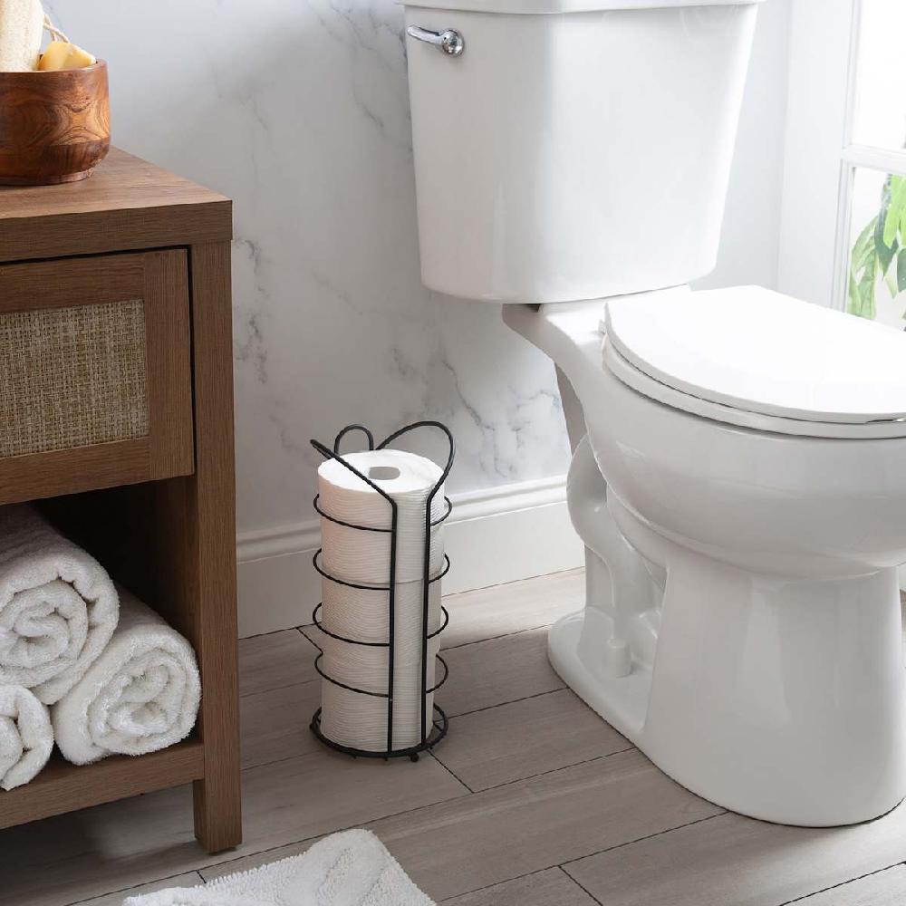 At Home Cade Matte Black Toilet Paper Holder 13"