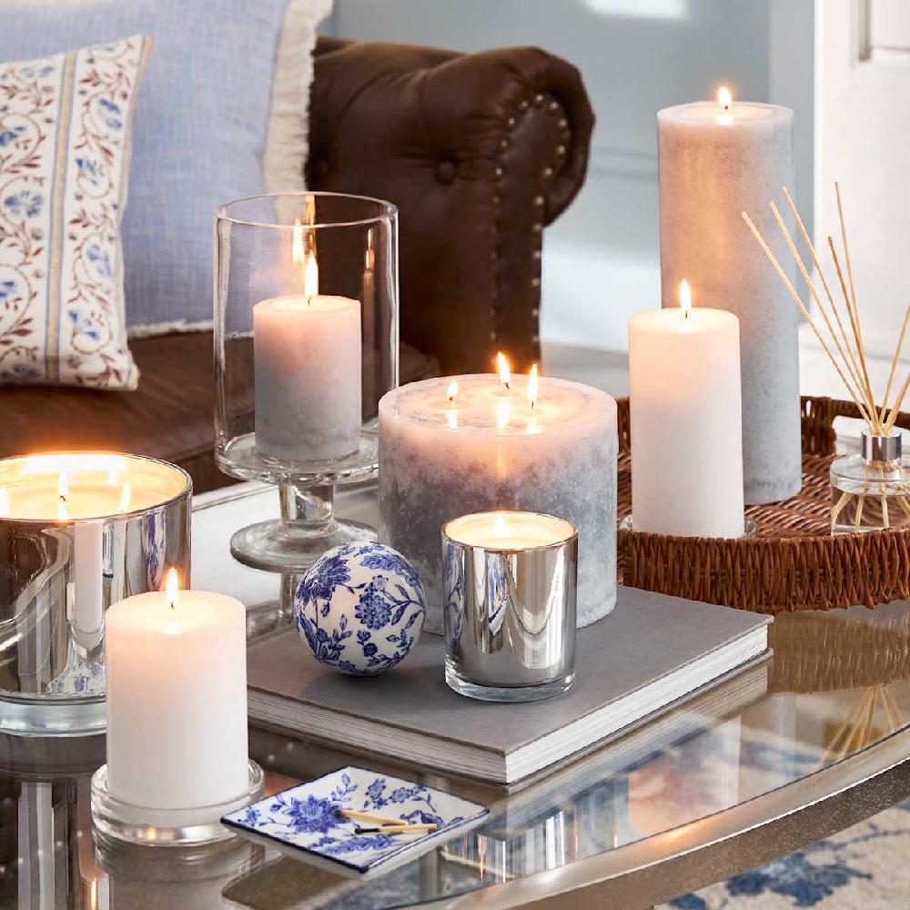 At Home Coastal Jasmine Scented Pillar Candle 3x4