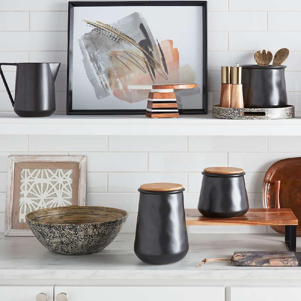 At Home Crosby St. Black Ceramic Utensil Crock