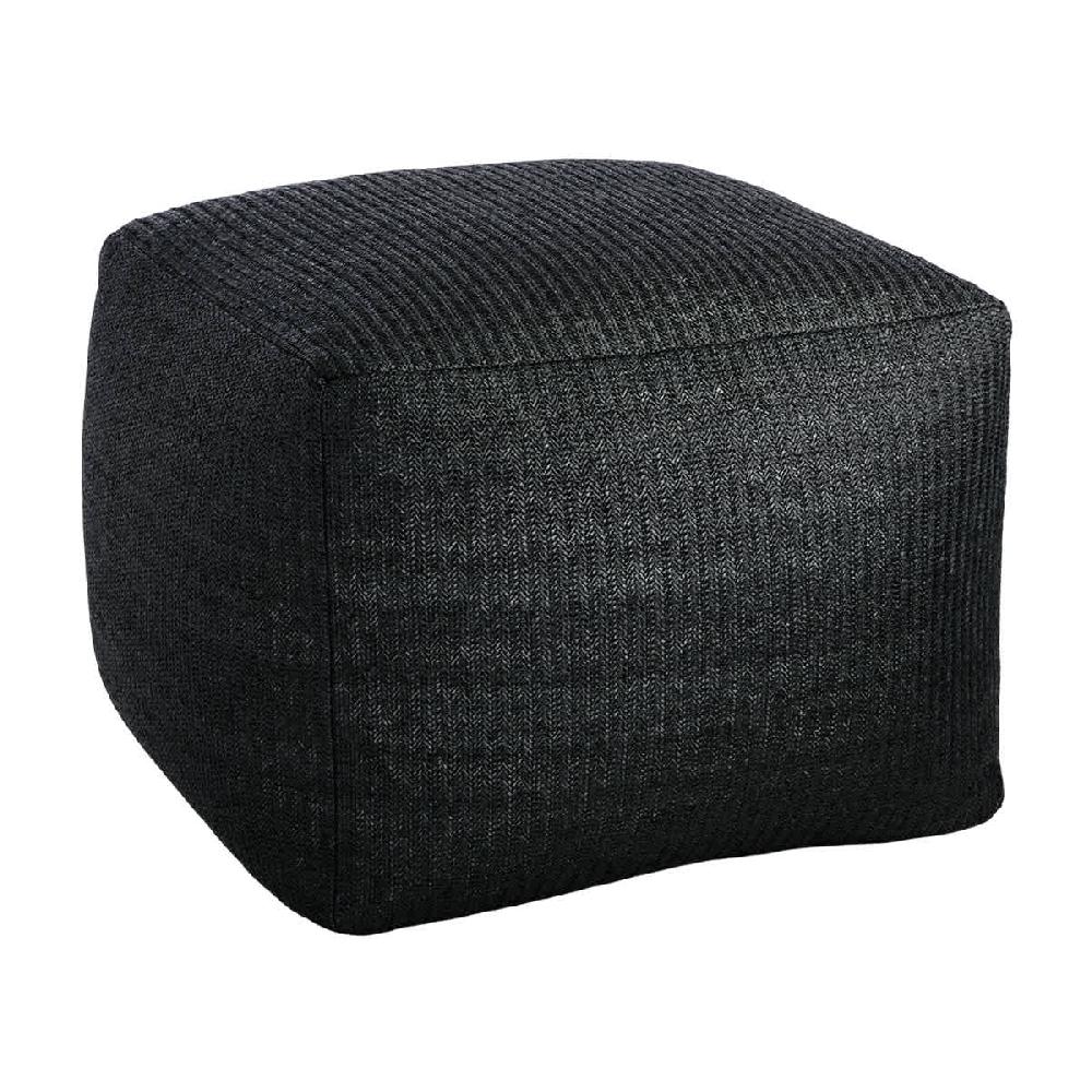 At Home Crosby St. Black Hermosa Outdoor Pouf 20"