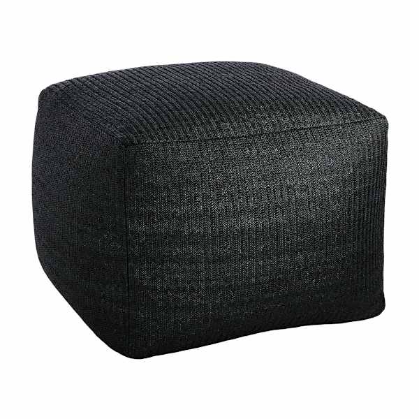 at home Crosby St. Black Hermosa Outdoor Pouf 20"