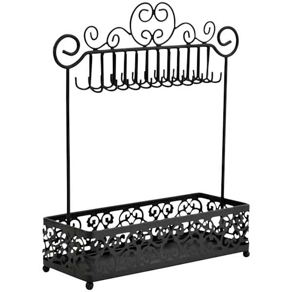 at home Damask Matte Black Wire Jewelry Stand