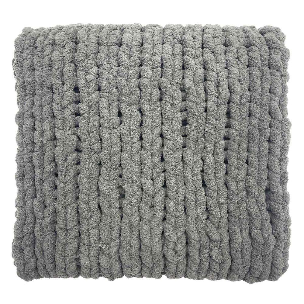 At Home Dark Grey Chunky Knit Throw Blanket 50x60