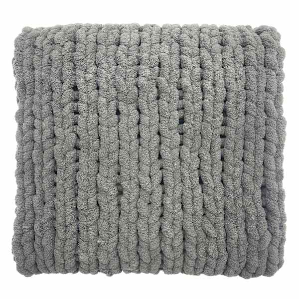 at home Dark Grey Chunky Knit Throw Blanket 50x60