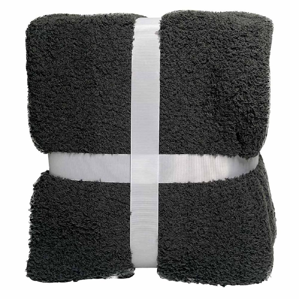 At Home Dark Grey Cozy Knit Bed Blanket King