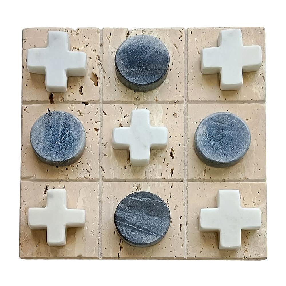 At Home Decorative Marble Tic Tac Toe 6.5"