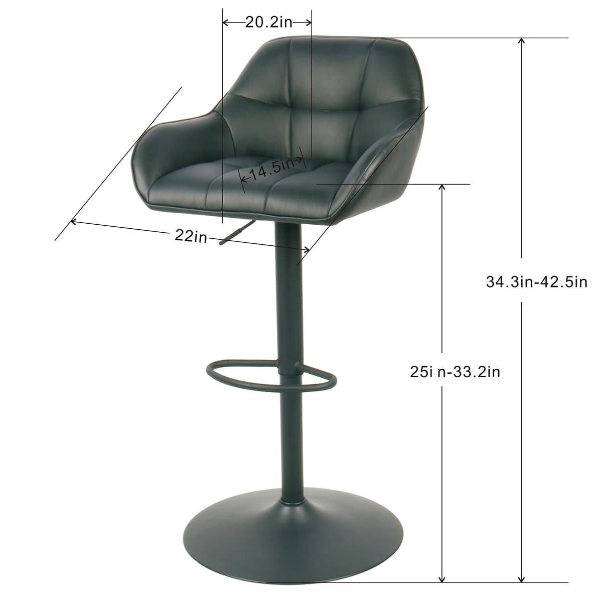 At Home Dominic Adjustable Barstool - Black