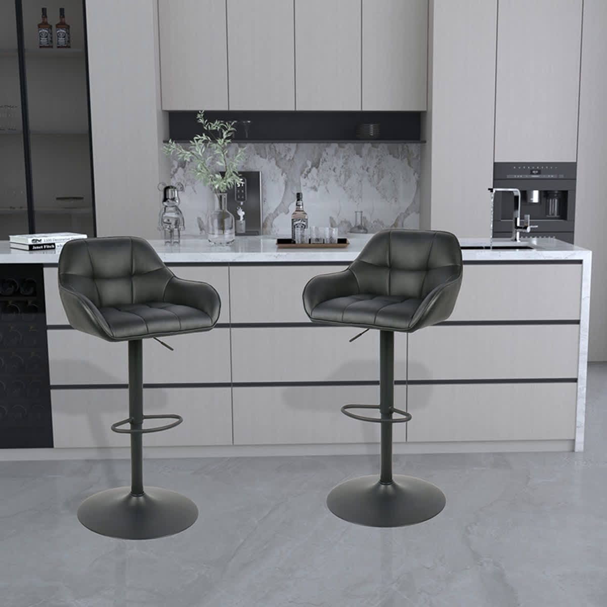 At Home Dominic Adjustable Barstool - Black