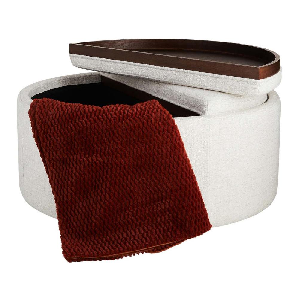 At Home Draper Storage Ottoman Taupe