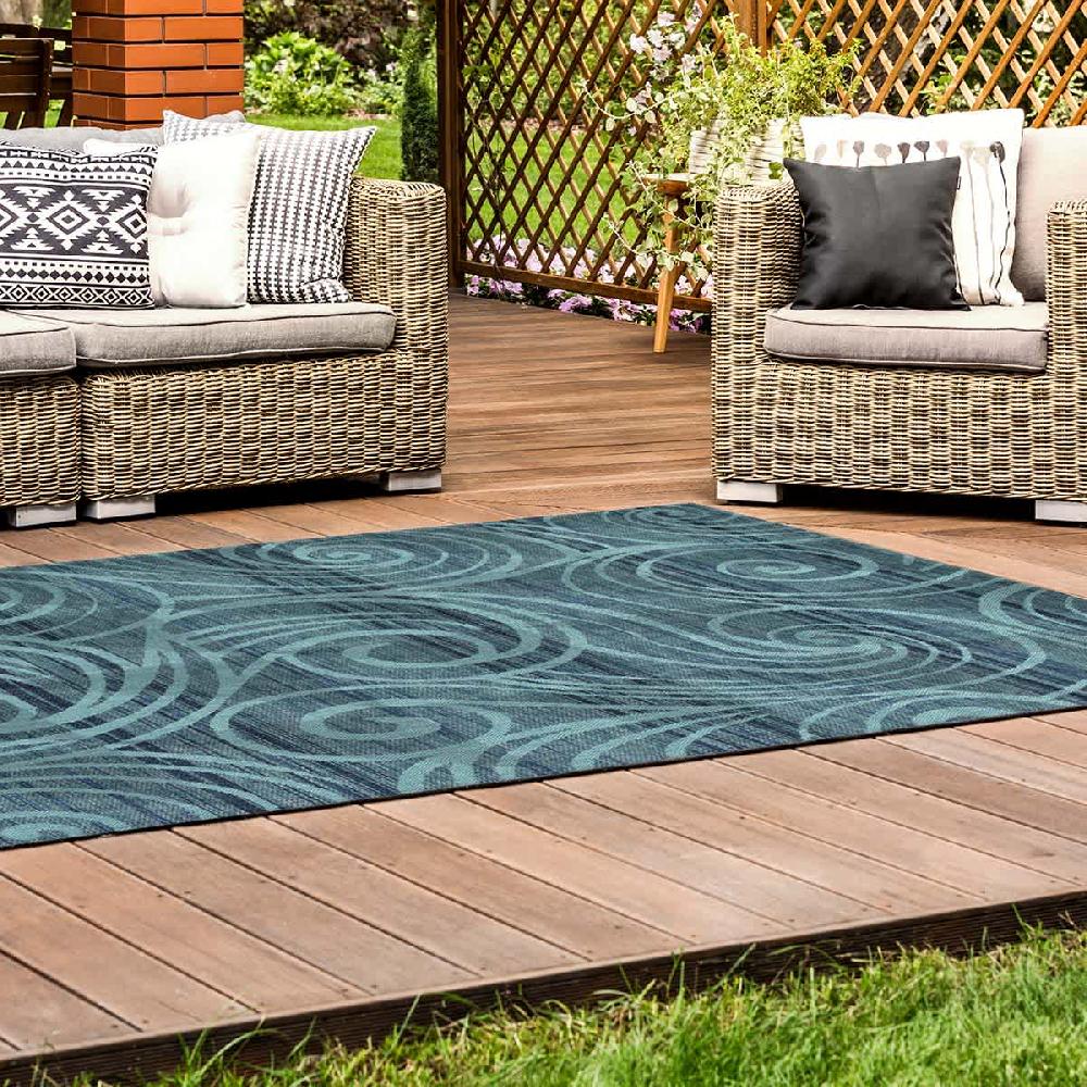 At Home (E530) Magic Blue Wave Outdoor Area Rug 8x10