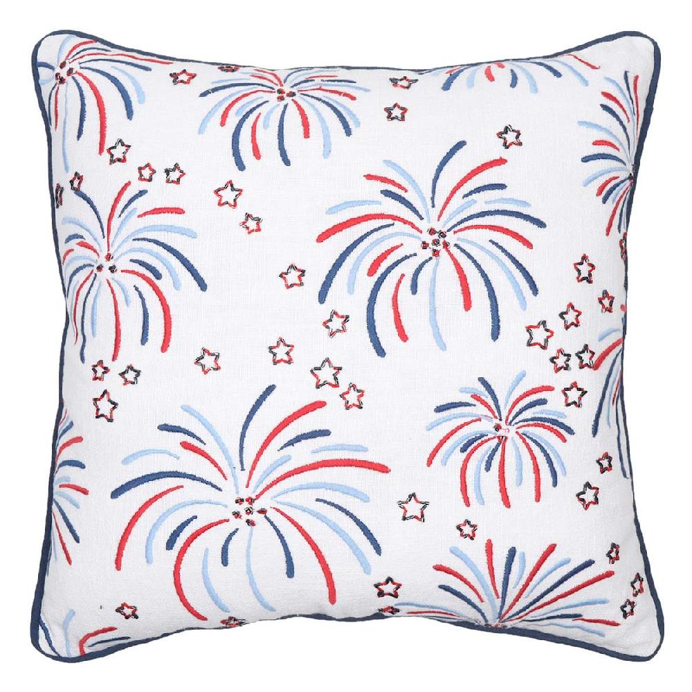 At Home Embroidered Firework Throw Pillow 18"