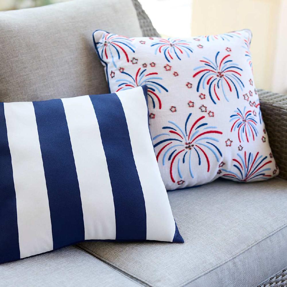 At Home Embroidered Firework Throw Pillow 18"