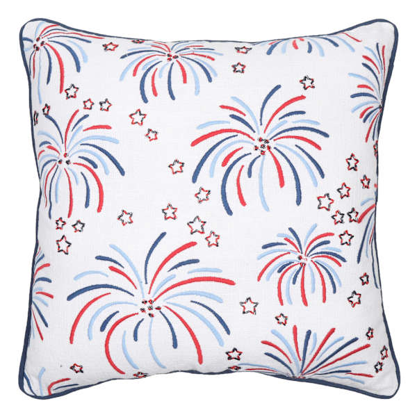 at home Embroidered Firework Throw Pillow 18"