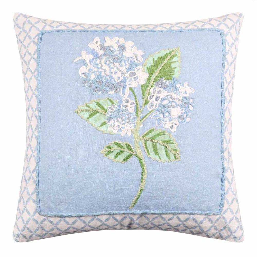 At Home Embroidered Hydrangea Throw Pillow 18"
