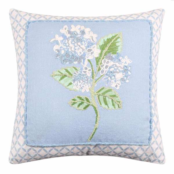 at home Embroidered Hydrangea Throw Pillow 18"