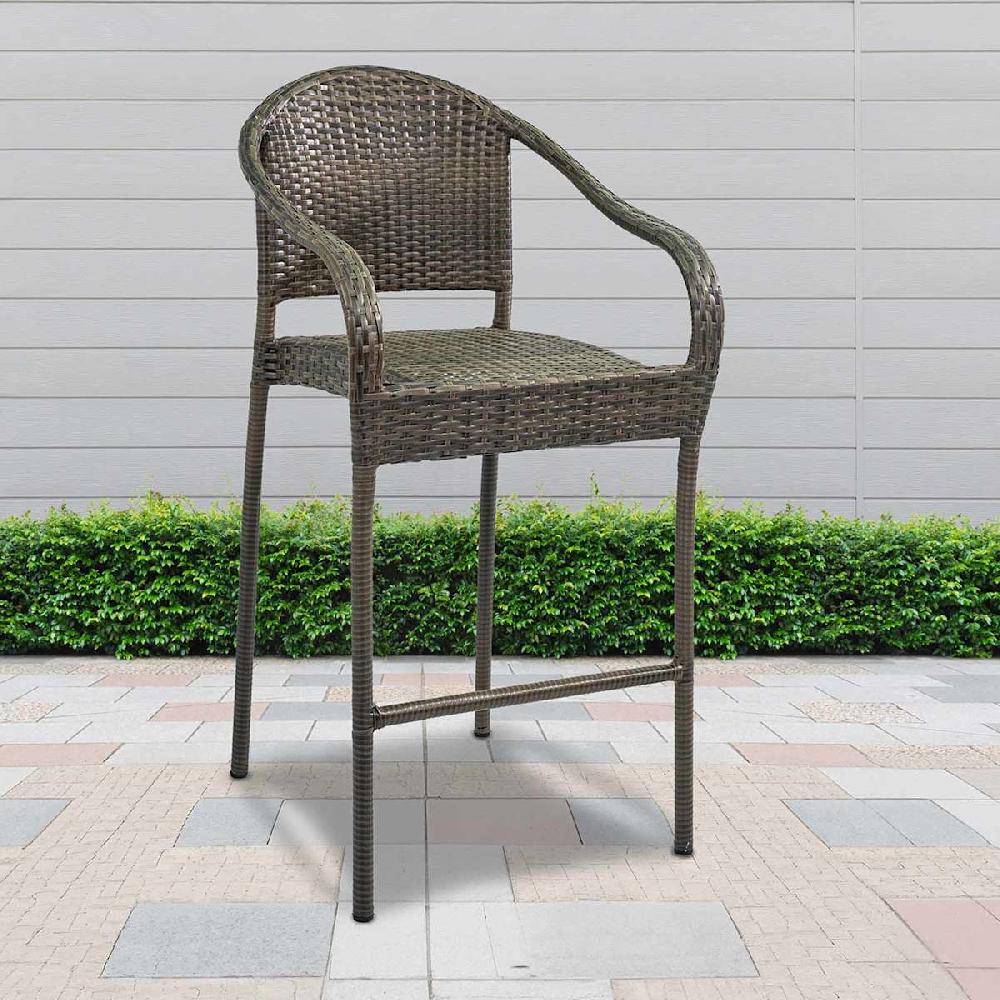 At Home Fairview Wicker Patio Bar Stool Brown