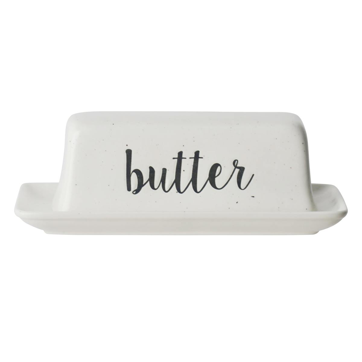 At Home Farmhouse Speckled Stoneware Butter Dish
