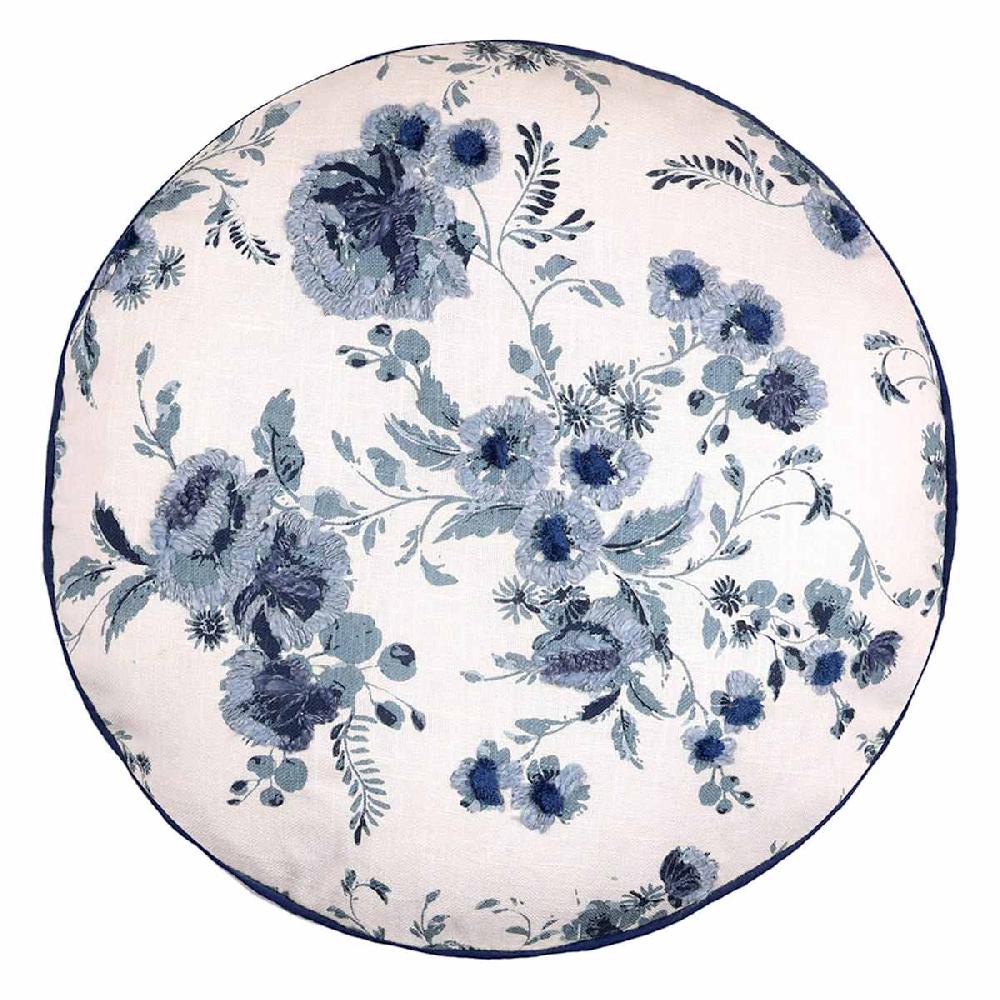 At Home Floral Embroidered Round Throw Pillow 16"