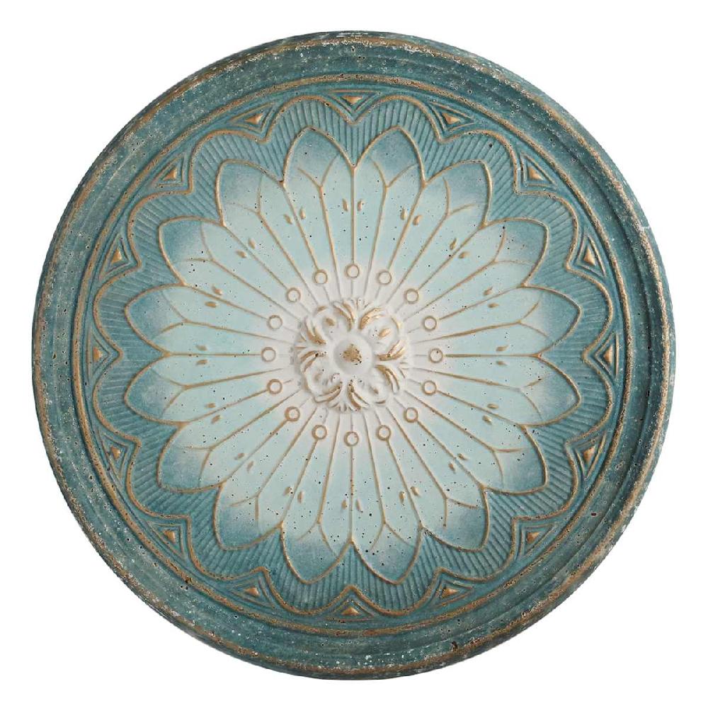 At Home Flower Embossed Round Metal Wall Tray 35"