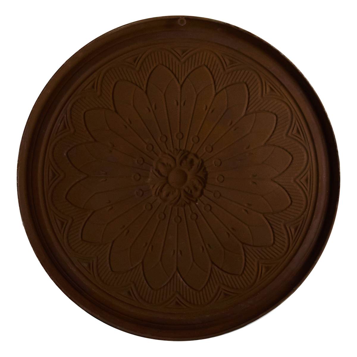 At Home Flower Embossed Round Metal Wall Tray 35"