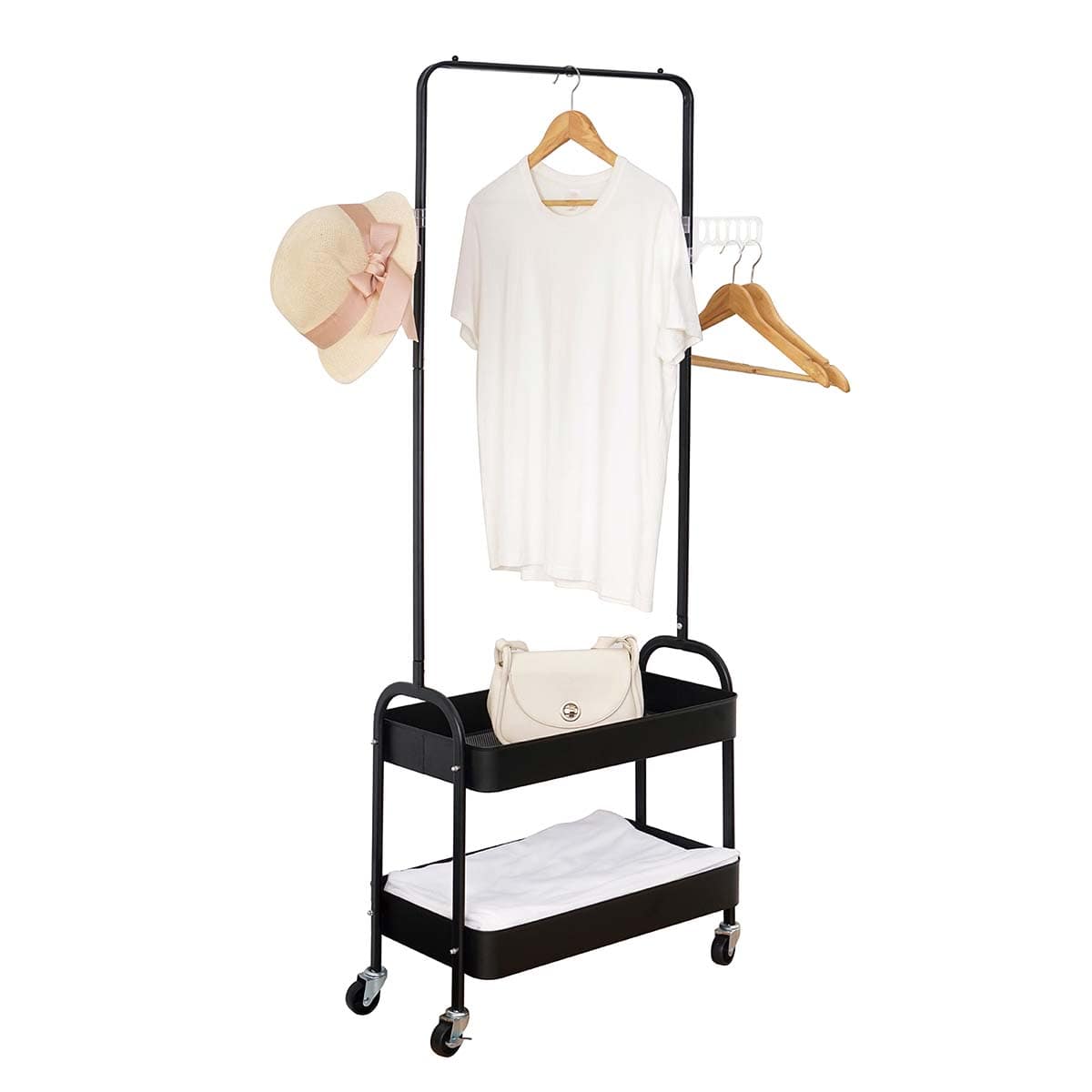 At Home Garment Rack With Stoarge Shelves