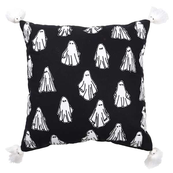 at home Ghost Embroidered Cotton Throw Pillow 18"