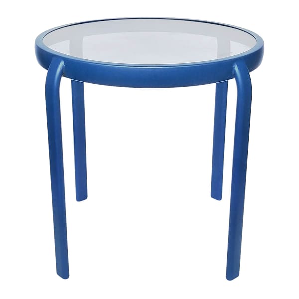 at home Glass Side Patio Table Navy Blue