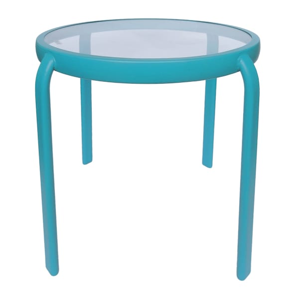 at home Glass Side Patio Table Teal