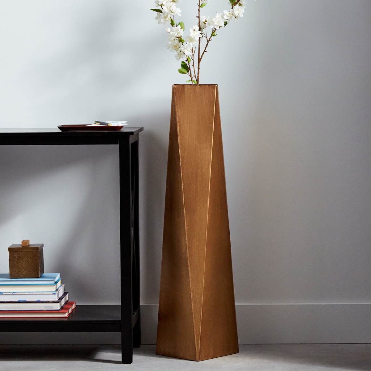 At Home Gold Geo Floor Vase 36"