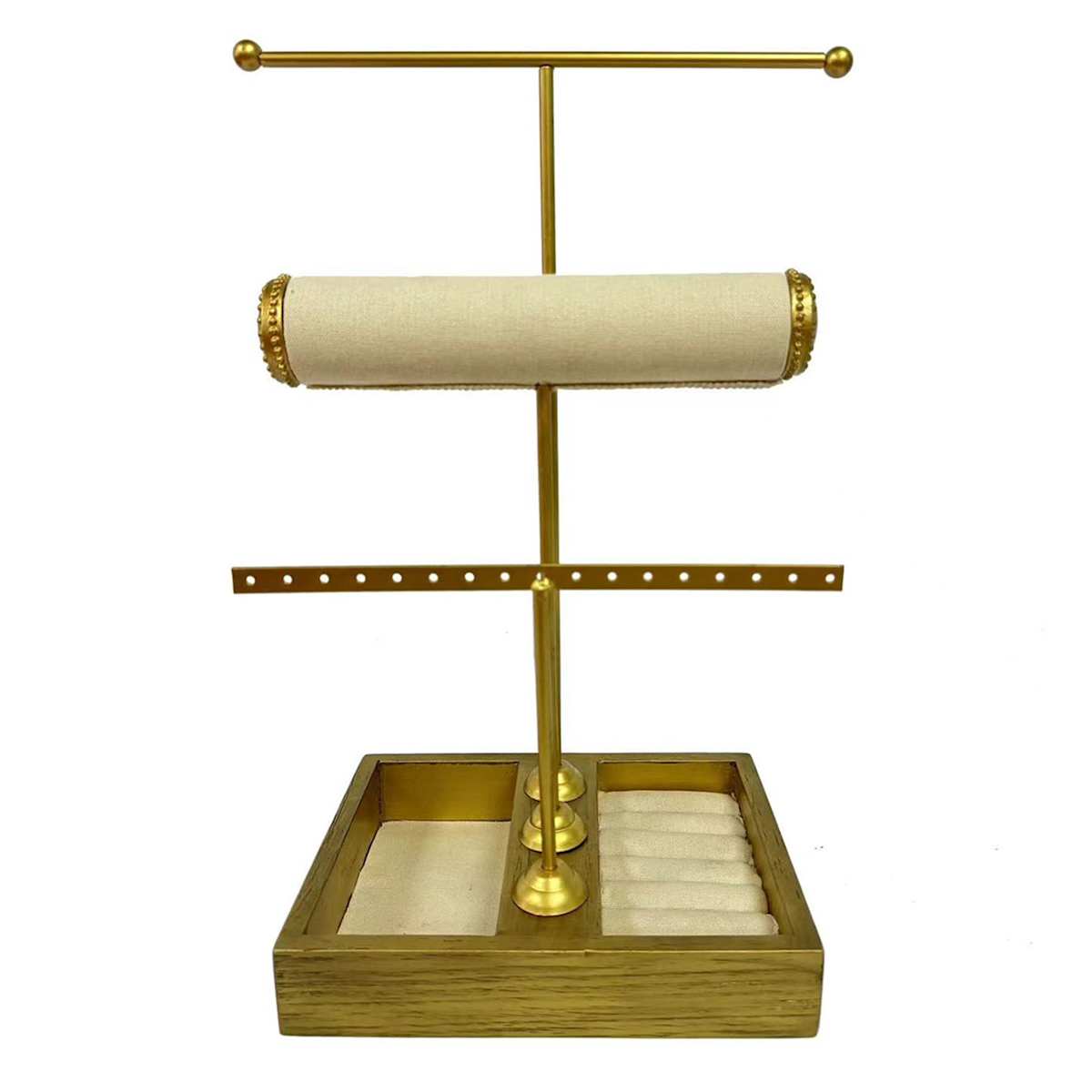 At Home Gold Metal & Fabric Jewelry Stand