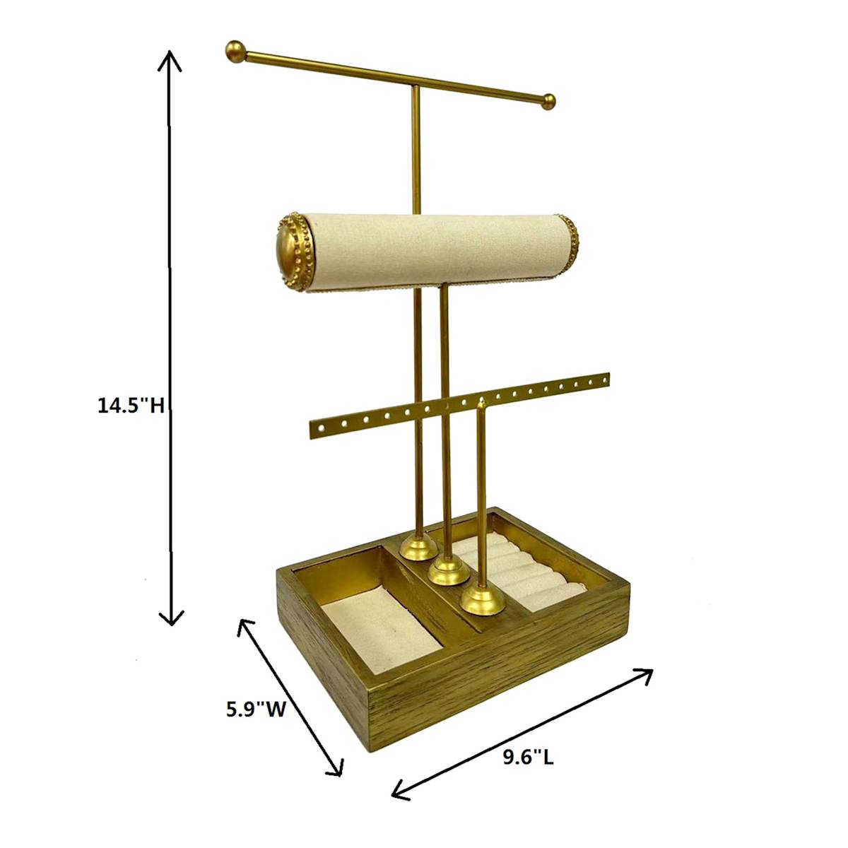 At Home Gold Metal & Fabric Jewelry Stand