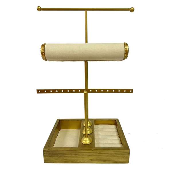 at home Gold Metal & Fabric Jewelry Stand