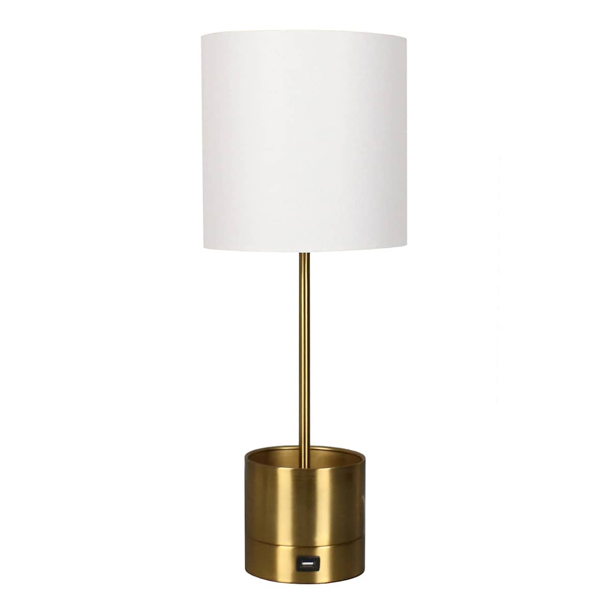 At Home Gold Metal Storage Small With Lamp 20.5"