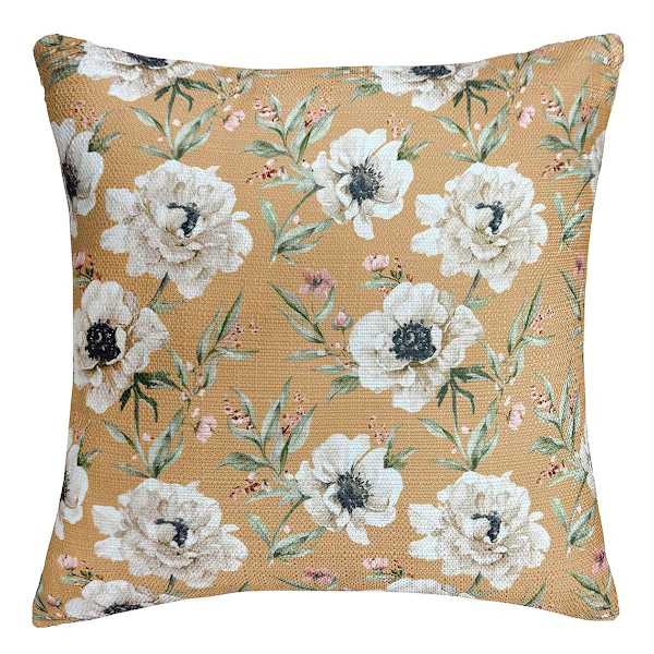 at home Gold Peony Printed Throw Pillow 18"