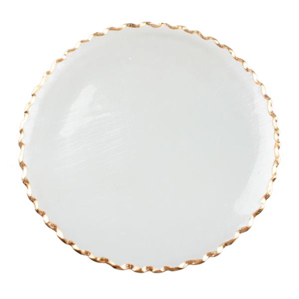 at home Gold Scalloped Rim Glass Charger Plate