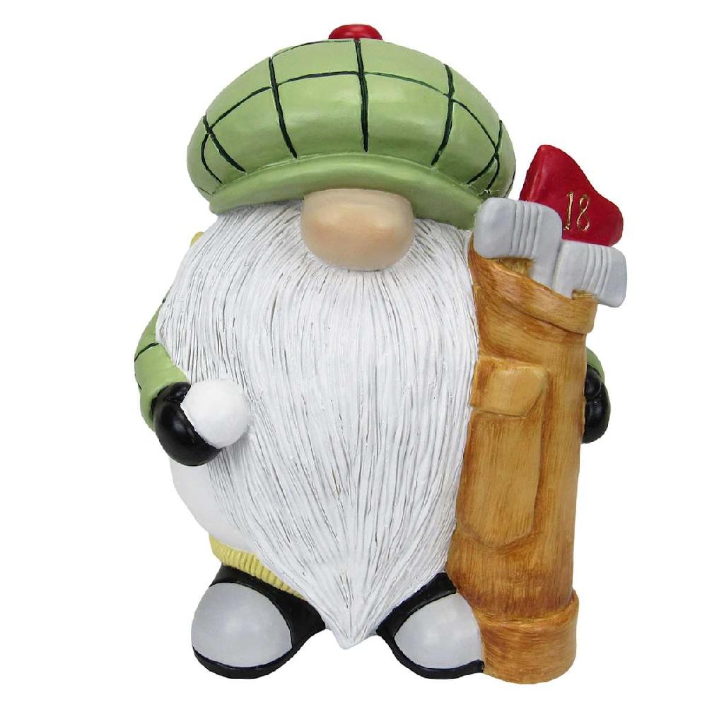 At Home Golfer Gnome Outdoor Garden Statue 8"